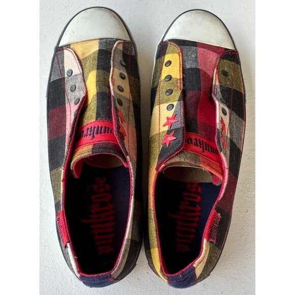 Punkrose Brand Plaid Pattern Canvas Shoes w/Star Accents Women's Size 8.5 (READ) - Picture 1 of 16